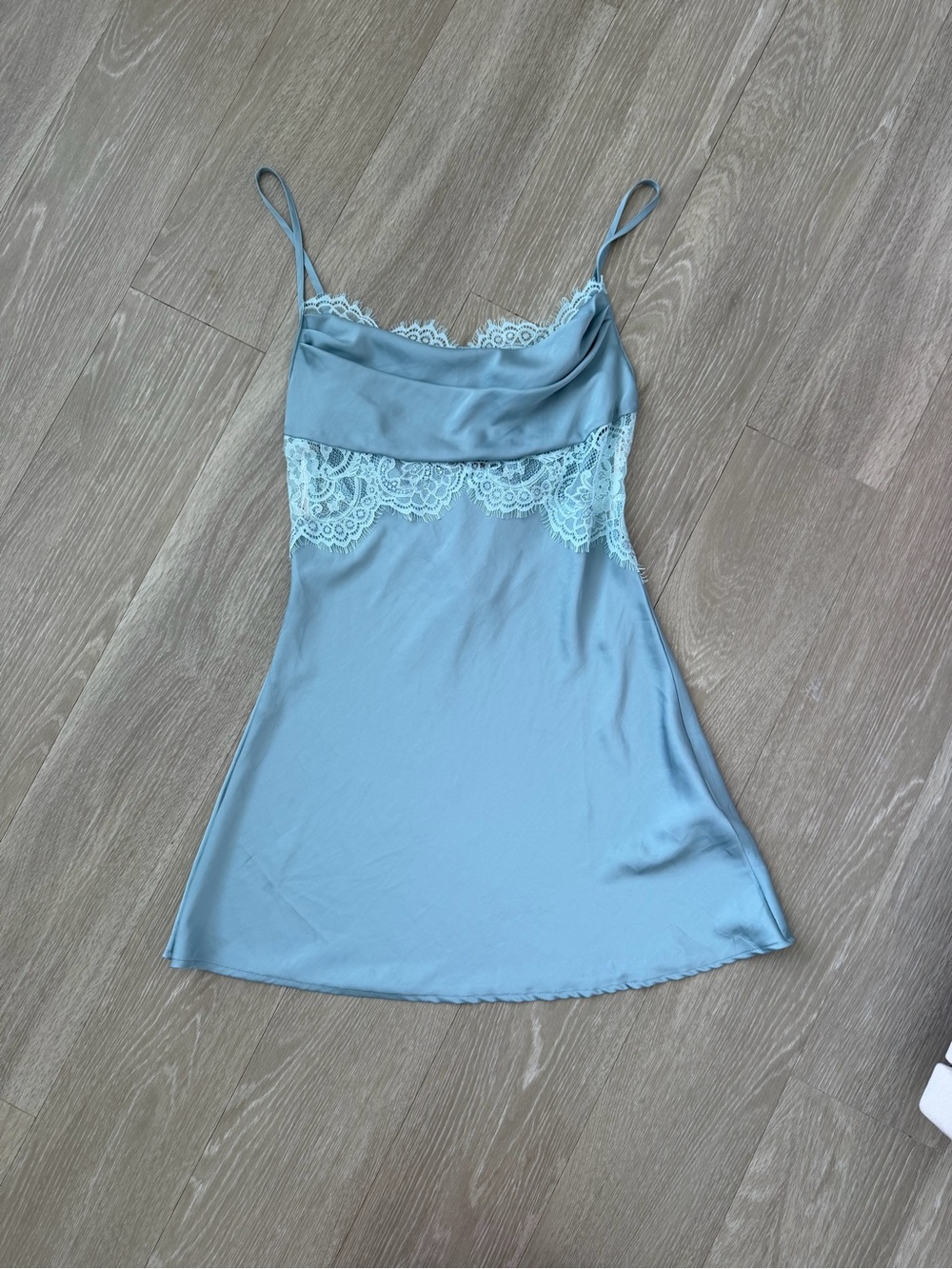 Forever 21 Dusty Blue Lace-Trim Slip Dress